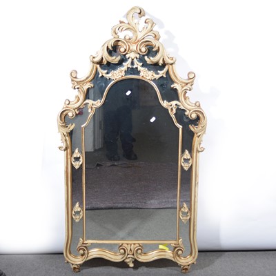 Lot 518 - Modern painted, gilt, and carved wall mirror.