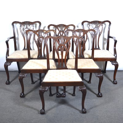 Lot 621 - Set of six Victorian mahogany dining chairs in the Chippendale style