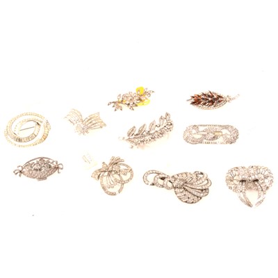 Lot 262 - Ten vintage paste set brooches, Boucher, Coro, 925.