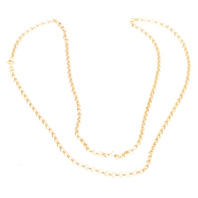Lot 202 - 9 carat yellow gold belcher link chain necklace.