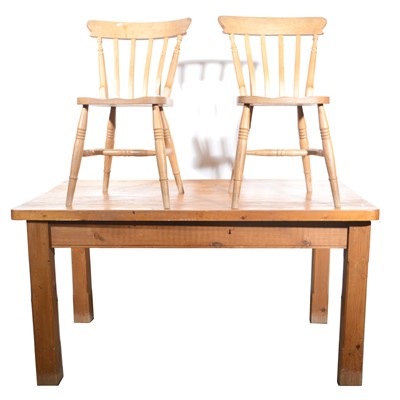 Lot 489 - Modern reclaimed pine kitchen table and four chairs.