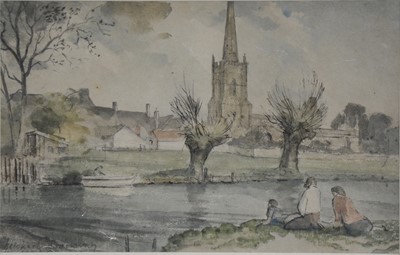 Lot 420 - Michael Brockway, river scene, and Jan Blomberg, watercolour.