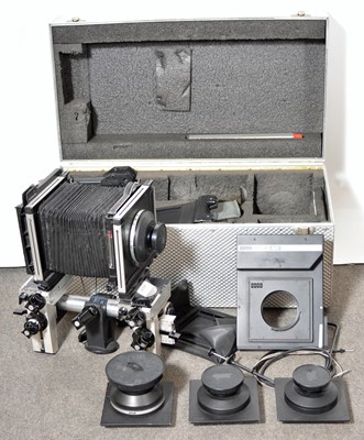 Lot 135 - Sinar 5x4 monorail outfit, lenses and case.