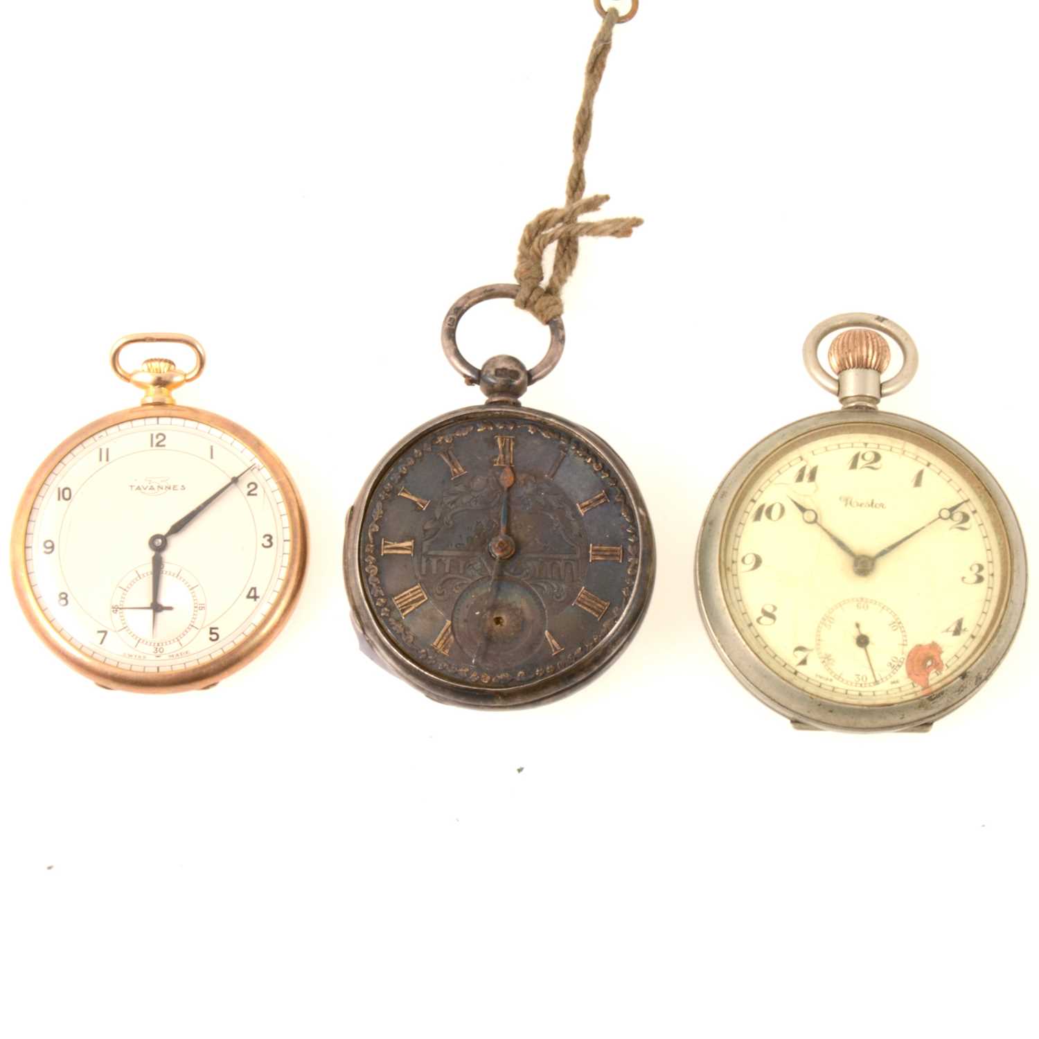 Lot 224 - Three pocket watches gold, silver and base metal.