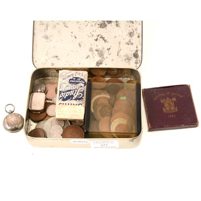 Lot 227 - 1953 Coronation tin of coins, silver sovereign case.