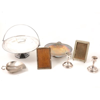 Lot 165 - Silver and plated wares, photograph frame, plated dishes.