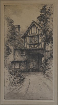 Lot 375 - After F Robson, a pair of signed etchings, Canterbury, High Wycombe, sheet music