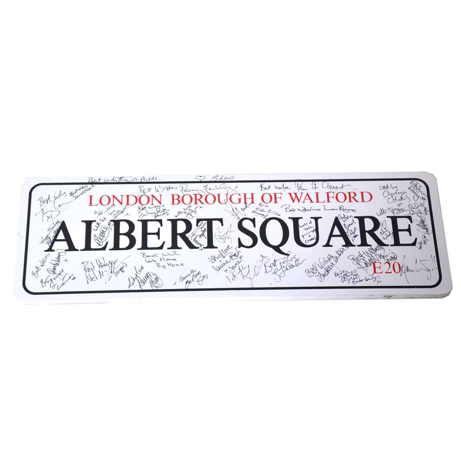 Lot 9 - EastEnders signed Albert Square E20 wooden sign
