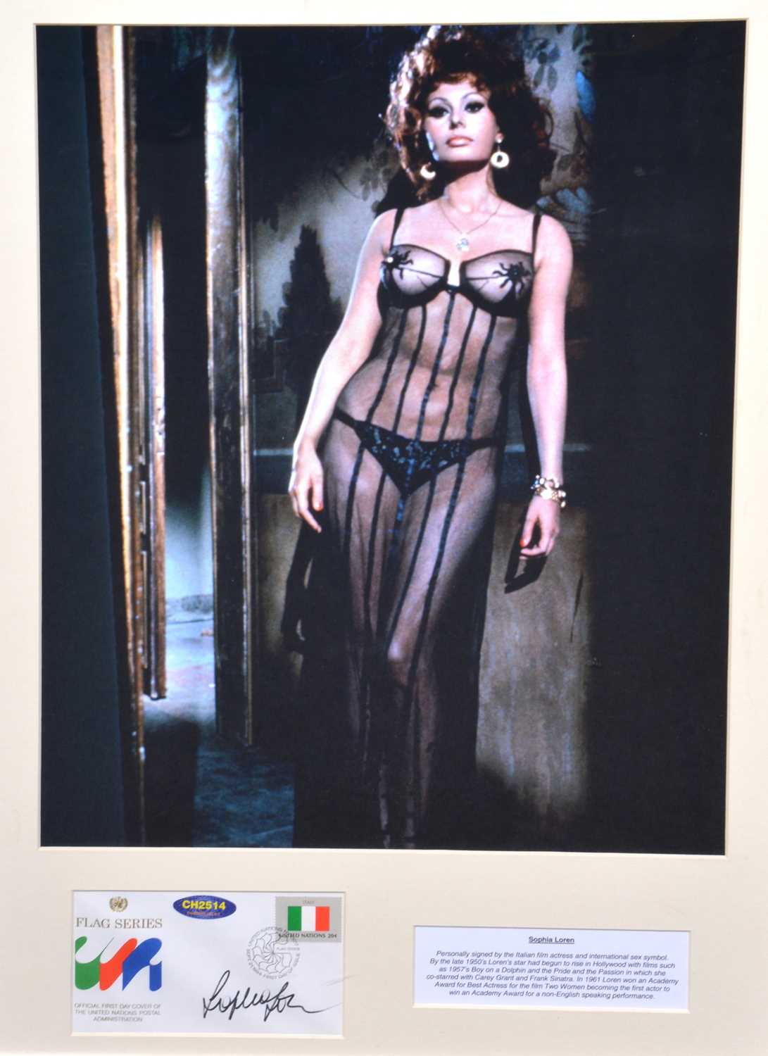 Lot 6 - Omar Sharif, Julie Christie and Sophie Loren signatures , framed