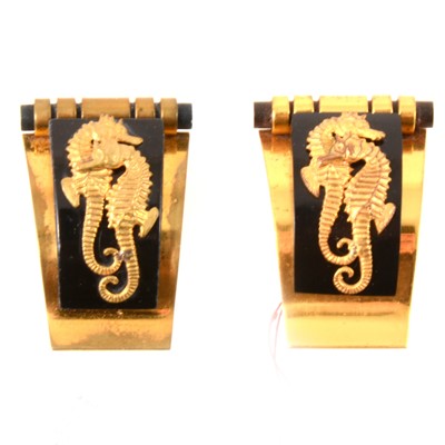 Lot 265 - A 1930s Art Deco Hippocampe pair of dress clips retailed by JHP of Paris.