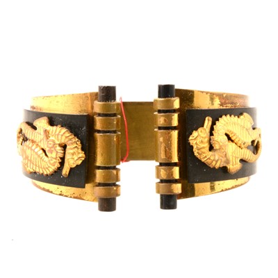 Lot 266 - 1930s Art Deco Hippocampe bangle retailed by JHP of Paris.