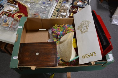 Lot 161 - Vintage scarves, Versace tie, jewellery display slopes, jewel boxes.