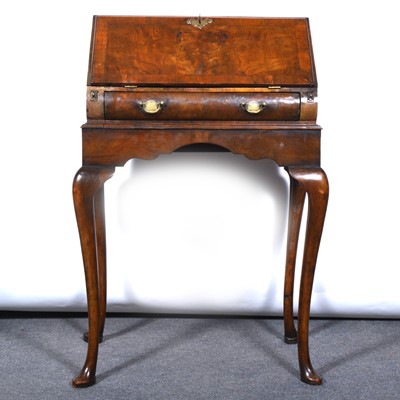 Lot 437 - Queen Anne inspired walnut bureau, 20th Century.