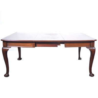 Lot 143 - Victorian mahogany extended dining table, with one leaf.