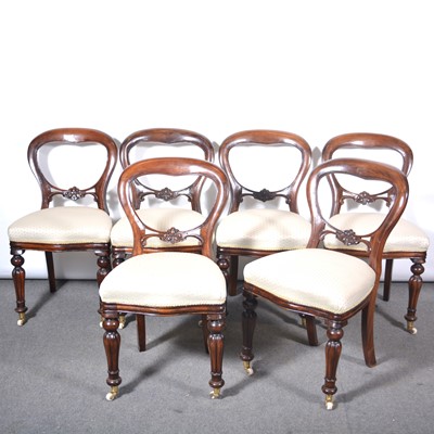 Lot 523 - Six Victorian mahogany balloon back chairs.