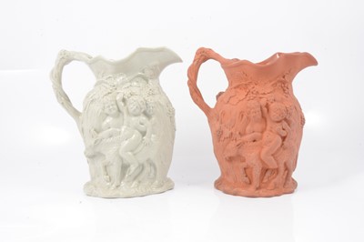 Lot 52 - Minton stoneware 'Silenus' jug, and a terracotta 'Silenus' jug