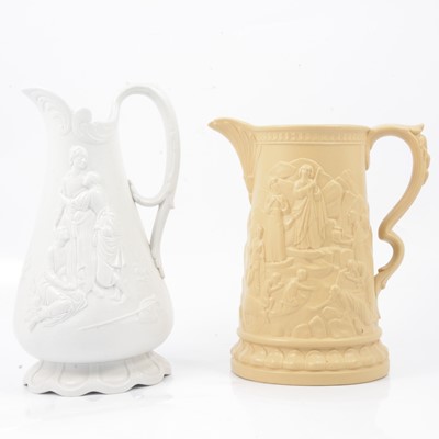 Lot 102 - Samuel Alcock & Co stoneware 'Naomi' jug, and a Ridgway & Abington 'Moses' jug.