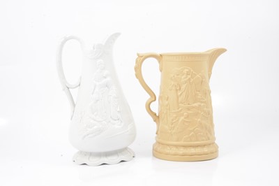 Lot 102 - Samuel Alcock & Co stoneware 'Naomi' jug, and a Ridgway & Abington 'Moses' jug.