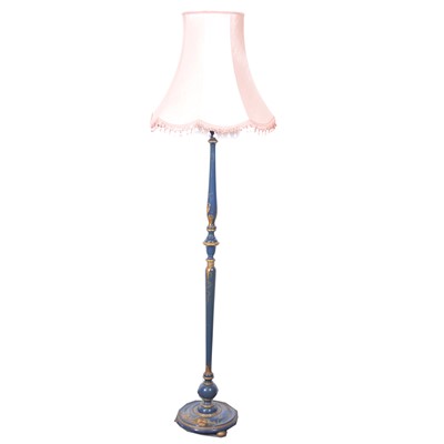 Lot 536 - Blue painted chinoiserie standard lamp.