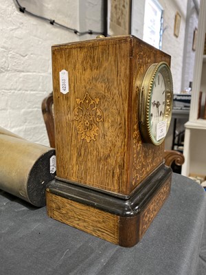 Lot 280 - 19th Century French rosewood and marquetry mantel clock, signed Henry Marc, Paris