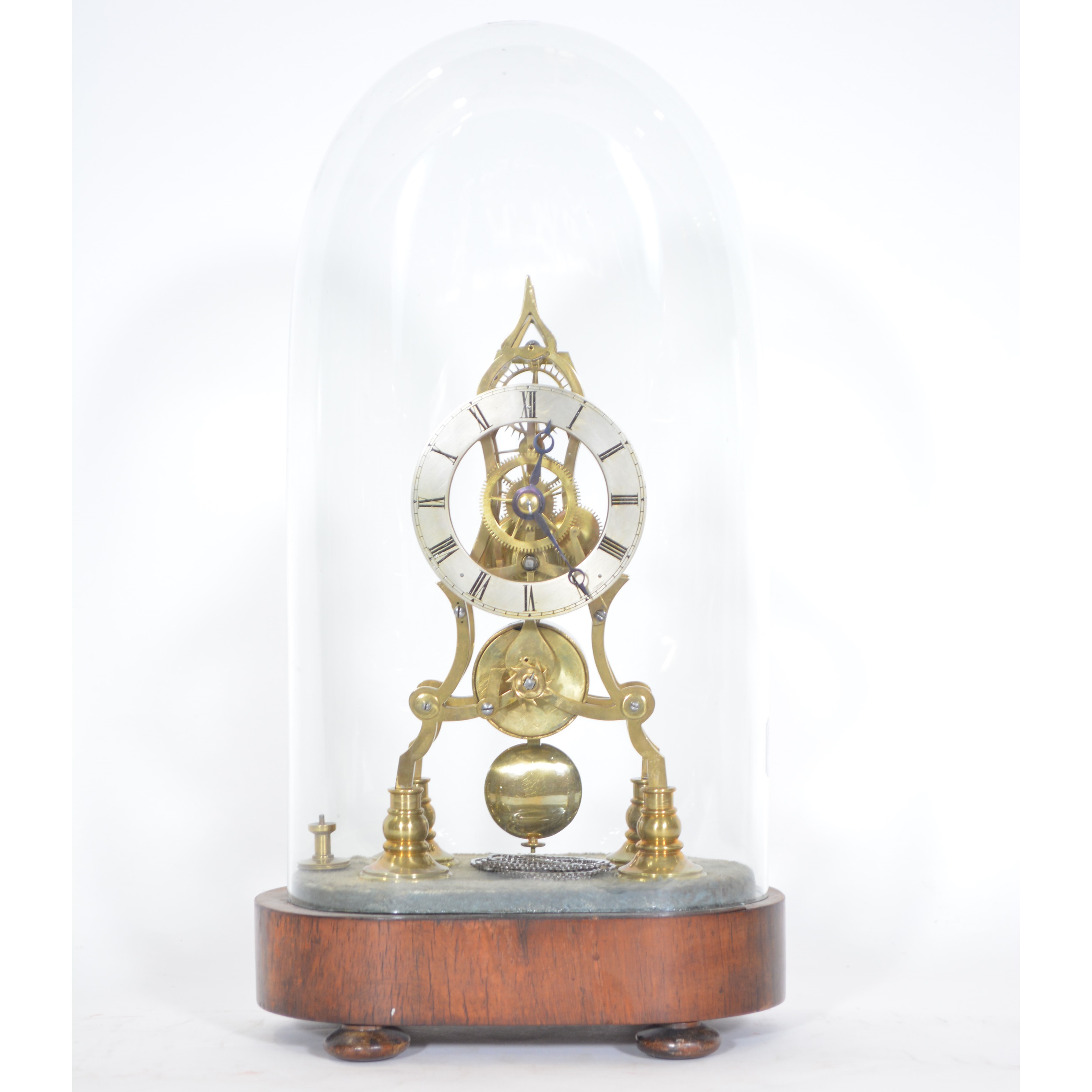 Lot 282 Victorian brass skeleton clock, under a