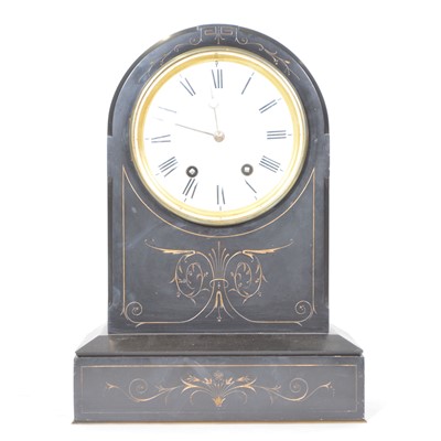 Lot 113 - Large Victorian slate mantel clock.