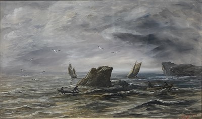 Lot 379 - JFP (monogram) - Vessels off a stormy coast