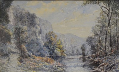 Lot 410 - W R Burrows - River landscape.