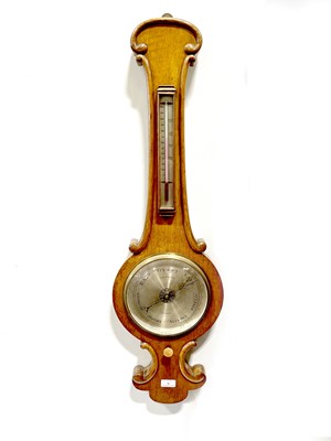 Lot 98 - Victorian oak barometer, signed Greenbank & Son