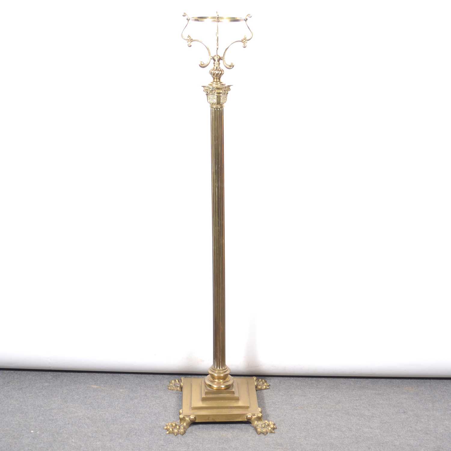 Lot 490 - Brass Corinthian column standard lamp