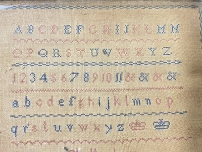 Lot 106 - Small Victorian alphabet sampler, Cheltenham Female Orphan Asylum