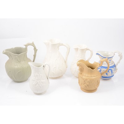Lot 70 - Parian Convulvulous jug and five other jugs