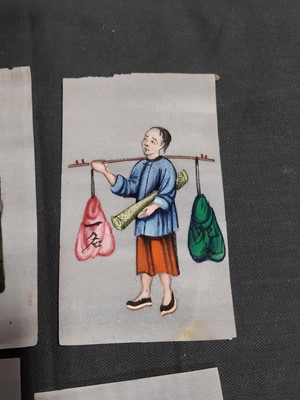 Lot 142 - Collection of Cantonese illustrations on rice paper