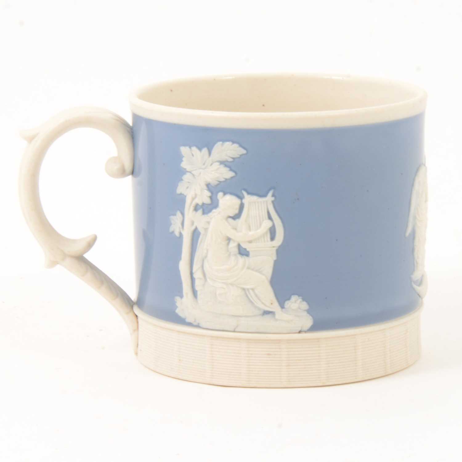 Lot 81 - Staffordshire stoneware memorial mug, commemorating Admirals Howe and Nelson.