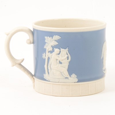 Lot 81 - Staffordshire stoneware memorial mug, commemorating Admirals Howe and Nelson.