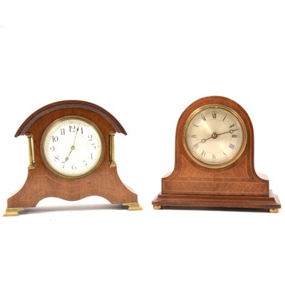 Lot 169 - Two Edwardian inlaid mahogany mantel clocks.