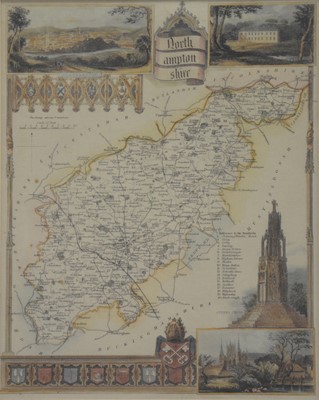 Lot 347 - County map of Northamptonshire and various prints.