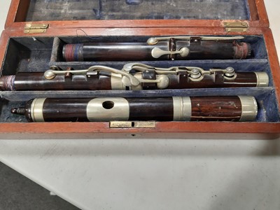 Lot 117 - Rosewood flute, 19th century, nickel-plated mounts.