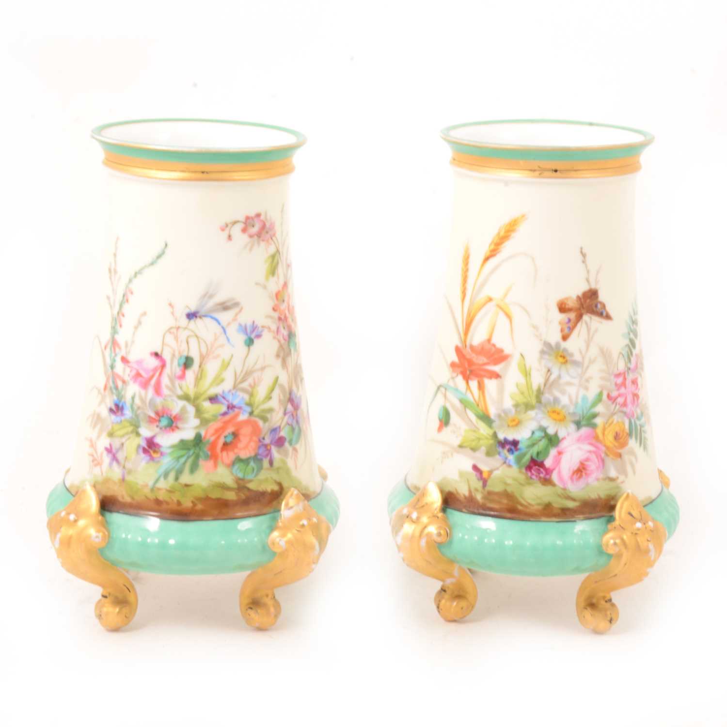 Lot 1 - Pair of French porcelain painted vases.