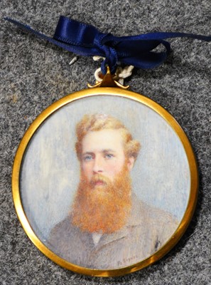Lot 473 - Fe. Sugars - portrait miniature of a bearded gentleman.
