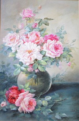 Lot 427 - Lila S  - Still life of roses in a vase, 1904.