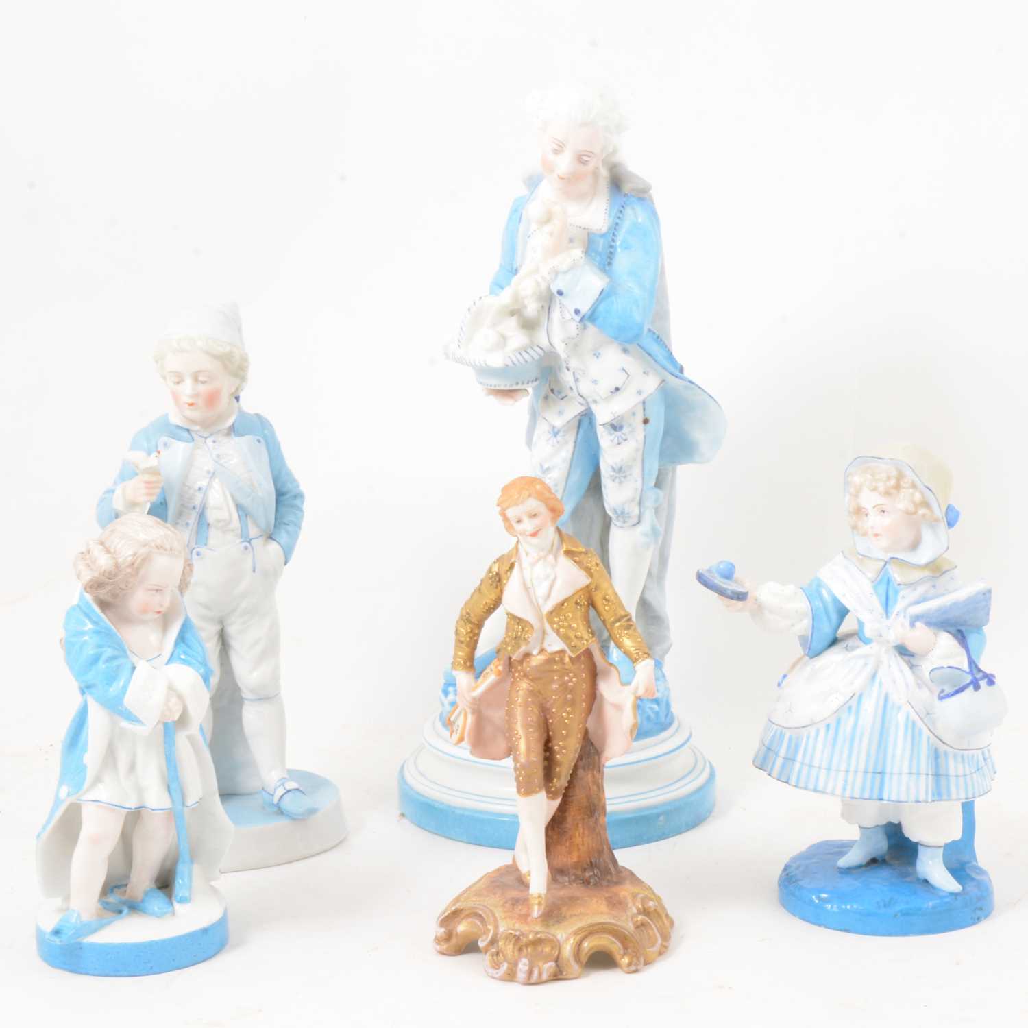 Lot 34 - A collection of 19th century Continental porcelain figures.