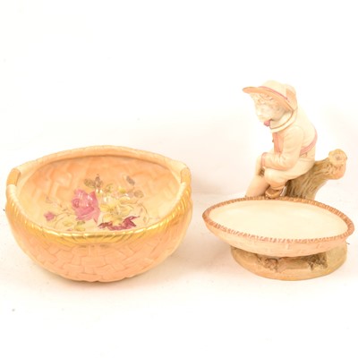 Lot 81 - Royal Worcester blush ivory bowl and a figural comport dish.