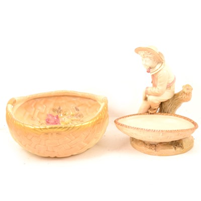 Lot 81 - Royal Worcester blush ivory bowl and a figural comport dish.