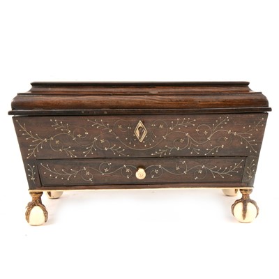 Lot 157 - Victorian coromandel and inlaid ivory sewing box.
