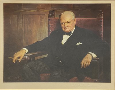 Lot 351 - After Pan, Winston Churchill, colour print