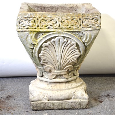 Lot 230 - Square tapering garden planter, Anthemion bowl.