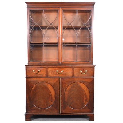 Lot 487 - George III mahogany cabinet on chest