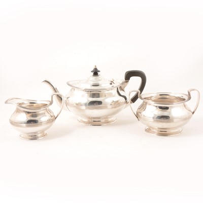 Lot 384 - Silver three piece teaset by R&W Sorley, Glasgow 1903.