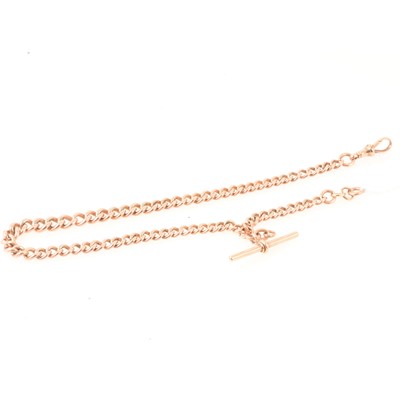 Lot 209 - 9 carat rose gold single watch albert chain.